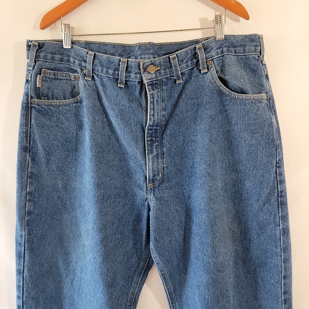 Carhartt Men's Big & Tall Jeans Size 44 × 34 Staright Leg Med Wash Work Outdoor - Picture 3 of 12